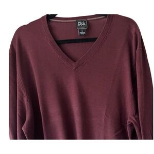 Jos A Bank Men's‎ Traveler Burgundy V-Neck Sweater Long Sleeve XXL Merino Wool